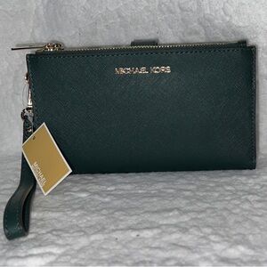 NWT Michael Kors Dark Green Wristlet